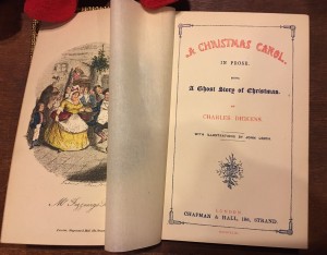 first edition of A Christmas Carol, frontis and title page with tissue guard